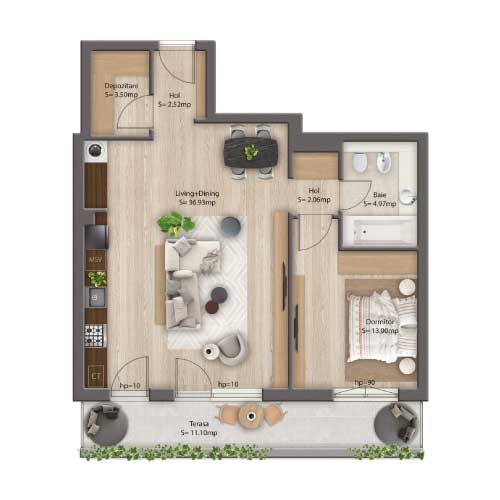 Apartament 2C tip C1